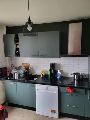 Cuisine ou kitchenette dans l'établissement Chambre privée dans un appartement en colocation proche groupama stadium, ldlc arena,aéroport,euroxpo