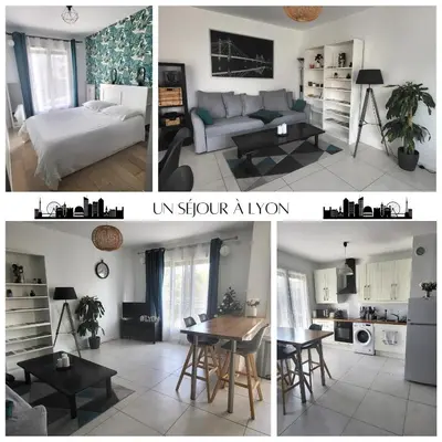Cuisine ou kitchenette dans l'établissement Appartement Tassin Centre - 15' de Lyon - 1 Parking