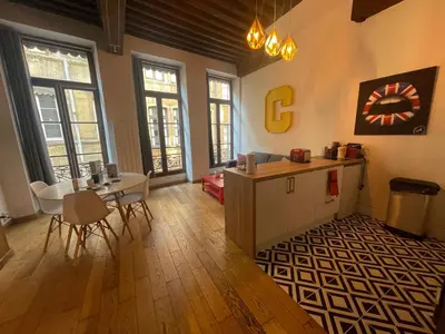 Cuisine ou kitchenette dans l'établissement Studio Le Cocon de Jacquard