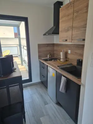 Cuisine ou kitchenette dans l'établissement Appartement 1 chambre et terrasse