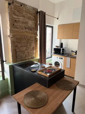 Cuisine ou kitchenette dans l'établissement Appartement élégant et chic refait à neuf
