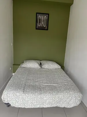 Un ou plusieurs lits dans un hébergement de l'établissement Zenith St Étienne Appartement