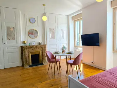 Télévision ou salle de divertissement dans l'établissement Studio L'éclat vue sur rhône, CNPE, accès direct via rhona, clim