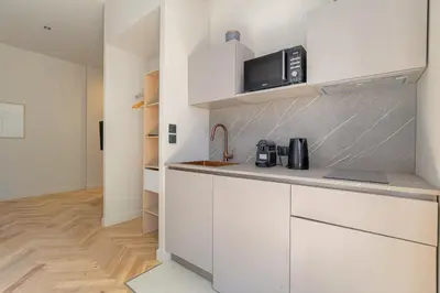 Cuisine ou kitchenette dans l'établissement Studio avec terrasse aux portes de Lyon, Ecully