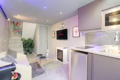 Cuisine ou kitchenette dans l'établissement Cosy et Charmant duplex Brotteaux - Masséna