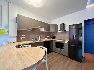 Cuisine ou kitchenette dans l'établissement T2 Central Le Viennois - Gare de Vienne - 25 min de Lyon