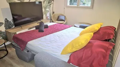 Télévision ou salle de divertissement dans l'établissement Shanis - Cozy Appartement sur Pérouges-Meximieux
