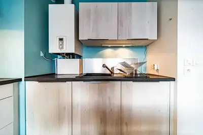 Cuisine ou kitchenette dans l'établissement Vénissieux le spacieux, Balcon & Parking