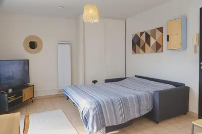 Un ou plusieurs lits dans un hébergement de l'établissement Studio Jean Moulin