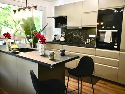 Cuisine ou kitchenette dans l'établissement Premium Comfort-2 Suites-Part-Dieu-Parking-Netflix