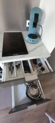 Cuisine ou kitchenette dans l'établissement Quiet studio