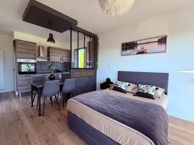 Cuisine ou kitchenette dans l'établissement Studio cosy au Crêt du Chardon