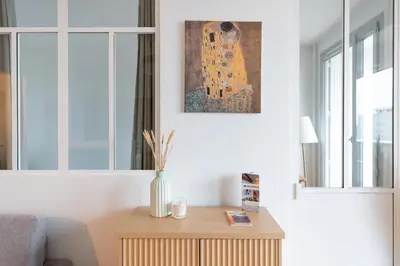 Un ou plusieurs lits dans un hébergement de l'établissement Le Klimt - T1 avec vue sur Fourvière