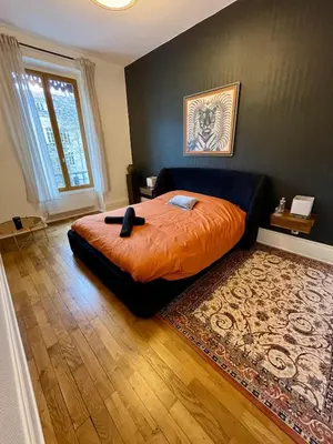 Un ou plusieurs lits dans un hébergement de l'établissement Haussmannian apartment-Close metro