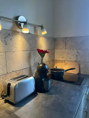 Coin salon dans l'établissement Le Laurier Urbain, Studio Confort, Sérénité
