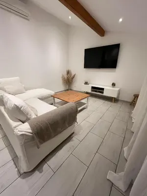 Télévision ou salle de divertissement dans l'établissement Maison à Chasse sur Rhône avec parking clos