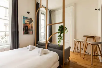 Un ou plusieurs lits dans un hébergement de l'établissement Cosy studio - 2P - Bellecour