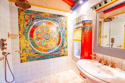 Salle de bains dans l'établissement Château de Bissieux