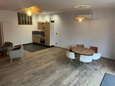 Cuisine ou kitchenette dans l'établissement Gite de la grange