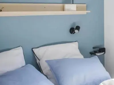 Un ou plusieurs lits dans un hébergement de l'établissement Mobil-home 2 personnes avec terrasse - API-1-52-1406