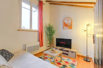 Télévision ou salle de divertissement dans l'établissement T1 Cozy Lyon 1er CENTRE Proche métro & Transports