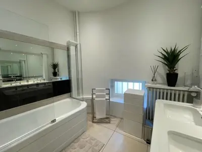 Salle de bains dans l'établissement Grand appartement d'exception au Château Randin