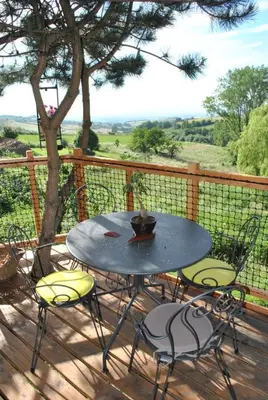 Balcon ou terrasse dans l'établissement L'Etournelle - Cabane Perchée