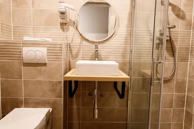 Salle de bains dans l'établissement Hotel Du Dauphiné