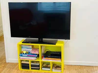 Télévision ou salle de divertissement dans l'établissement Le Jardin croix Roussien