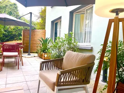 Balcon ou terrasse dans l'établissement Hôtel Villa Berlioz