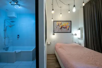 Salle de bains dans l'établissement Suite du Vieux Lyon Cosy & calme - le Quarantaine