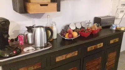 Cuisine ou kitchenette dans l'établissement Villa'vi Lyon Est Chambres d'Hôtes