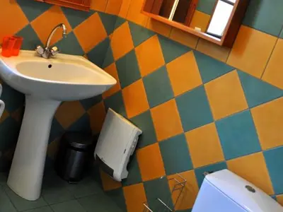 Salle de bains dans l'établissement Gîte charmant avec cheminée et jardin clos près de Chazelles-sur-Lyon - FR-1-496-30
