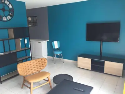 Télévision ou salle de divertissement dans l'établissement Résidence Studio Grand Luxe Wifi parking privé