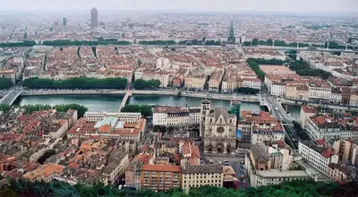 Vue générale sur Lyon ou vue de la ville depuis l'appartement