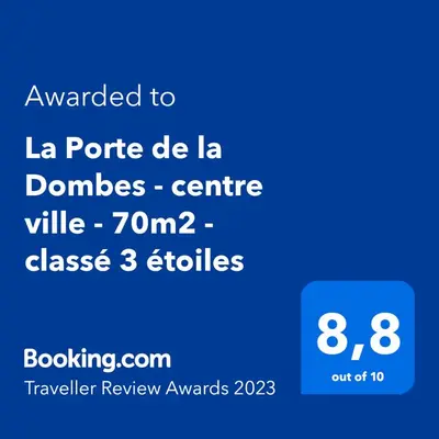 Certificat, récompense, panneau ou autre document affiché dans l'établissement La Porte de la Dombes - centre ville - 50m2 - classé 3 étoiles