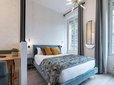 Un ou plusieurs lits dans un hébergement de l'établissement CHALEUREUX - Part-Dieu l Confort l Déco Luxe by Dreamy Flat Lyon