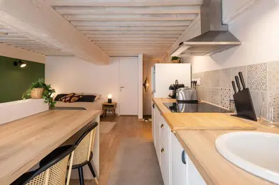 Cuisine ou kitchenette dans l'établissement Les Cocon des Pentes de la Soie