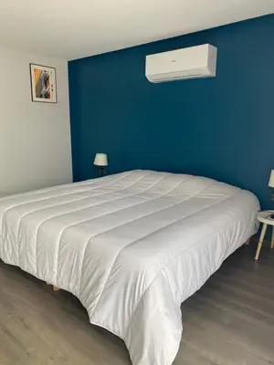 Un ou plusieurs lits dans un hébergement de l'établissement Maison 3 chambres, 3 SdB, terrasse, piscine, spa