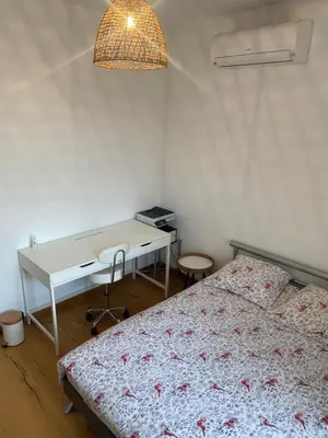 Un ou plusieurs lits dans un hébergement de l'établissement Maison lyon 8 jardin parking studio indépendant sur demande