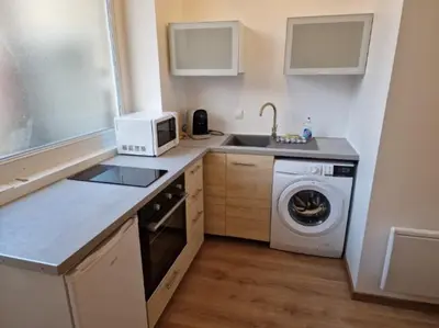 Cuisine ou kitchenette dans l'établissement appartement cosy en centre ville avec terrasse