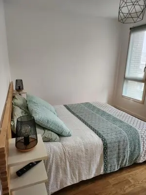 Un ou plusieurs lits dans un hébergement de l'établissement Lyon Part-Dieu superbe appartement 2 chambres