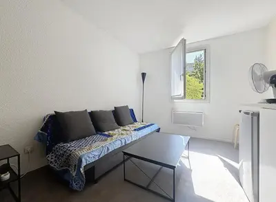 Coin salon dans l'établissement Studio meublé à Lyon Centre